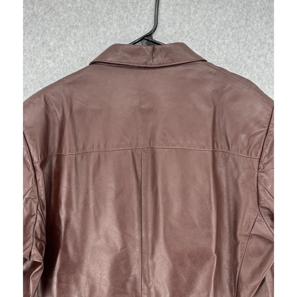 Vintage Sears The Leather Shop Brown Leather Blazer Jacket 46R Men's
